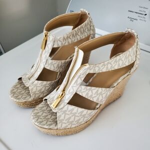 Michael Kors Beige Wedge Sandals